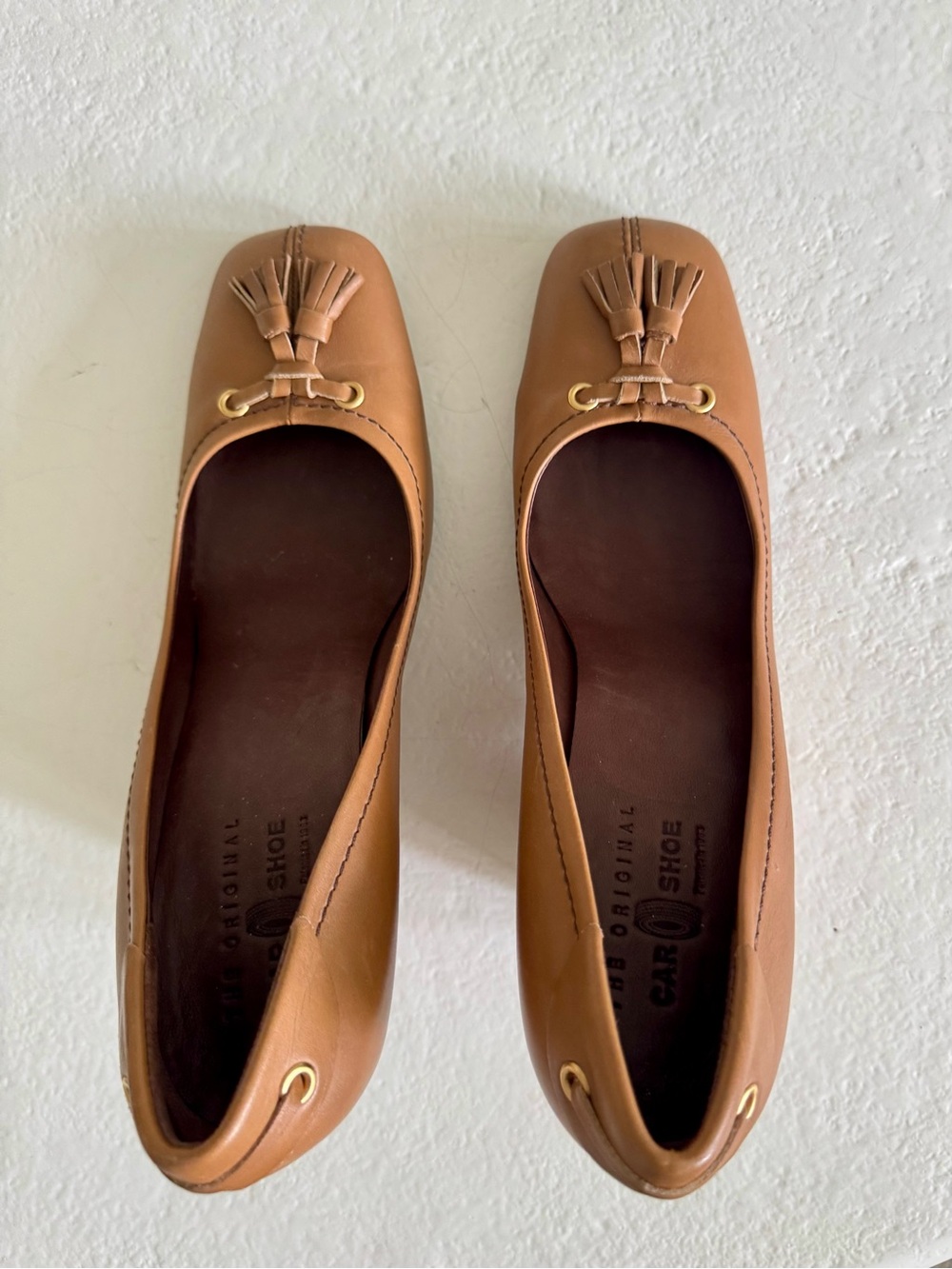 Women’s Tan Leather Tassel Ballet Wedge